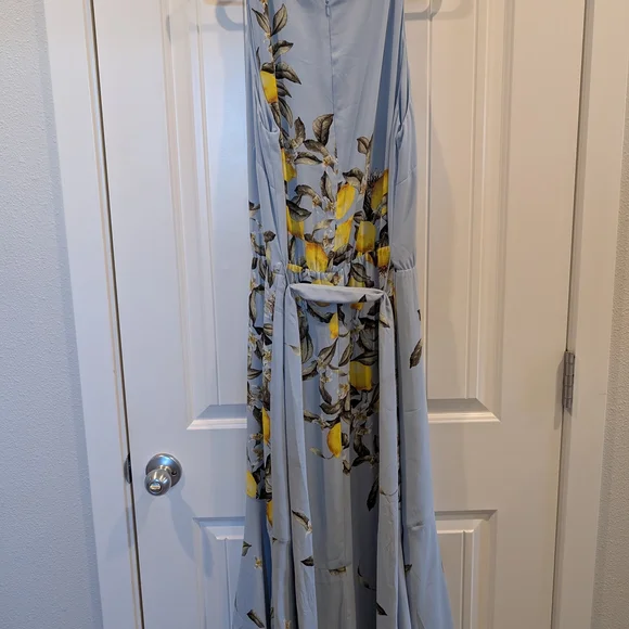 White House Black Market Blue and Yellow High Low Dress - Picture 3 of 8